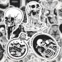 50PCS Gothic Retro Skull Black and White Thriller Horror Style Toy Sticker for Water Bottle Skateboard Luggage Trolley Laptop Doodle Cool Sticker (Gothic)