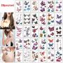 30 Sheets Butterfly Temporary Tattoos 3D Beautiful Butterfly Design Small Art Tattoo Stickers Sexy Waterproof Butterflies Fake Tattoo for Women Men Girls Kids Body Art Decorations Halloween Gift