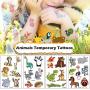 Temporary Tattoos for Kids, Non-Toxic Cartoon Theme Fake Tattoos Stickers for Children Boys Girls Halloween Birthday Party Favors Supplies (Animal)