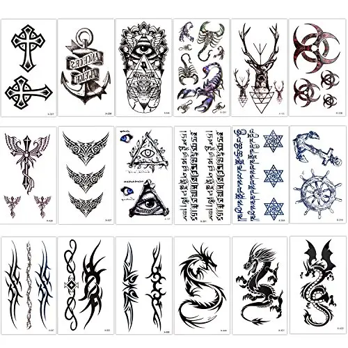 Konsait Temporary Tattoo Kit for Adults Kids Women Men(18 Sheets), Temporary Tattoo Stickers Paper Fake Tattoo Paper Body Sticker Set for Party Favors,Dragon Eye Deer Head Geometric Vine Chakra Konsait Temporary Tattoo Kit for Adults Kids Women Men(18 Sheets), Temporary Tattoo Stickers Paper Fake Tattoo Paper Body Sticker Set for Party Favors,Dragon Eye Deer Head Geometric Vine Chakra