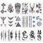 Konsait Temporary Tattoo Kit for Adults Kids Women Men(18 Sheets), Temporary Tattoo Stickers Paper Fake Tattoo Paper Body Sticker Set for Party Favors,Dragon Eye Deer Head Geometric Vine Chakra