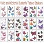 30 Sheets Butterfly Temporary Tattoos 3D Beautiful Butterfly Design Small Art Tattoo Stickers Sexy Waterproof Butterflies Fake Tattoo for Women Men Girls Kids Body Art Decorations Halloween Gift