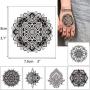 20 Sheets Black Mandala Temporary Tattoo, Rose Henna Flower Design Petal Leaf Sketch Words Fake Tattoo Sticker for Cool Women Lady Girls, Body Art on Back of hand Finger Arm Clavicle Waterproof