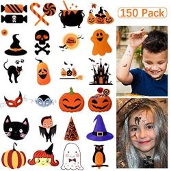 Temporary Tattoos Kids, 150 Assorted Halloween Tattoo Waterproof Cute Designs Stick on Children Tattoos, Pumpkin Tattoos Stickers for Kids Children Party Favors,150Patterns