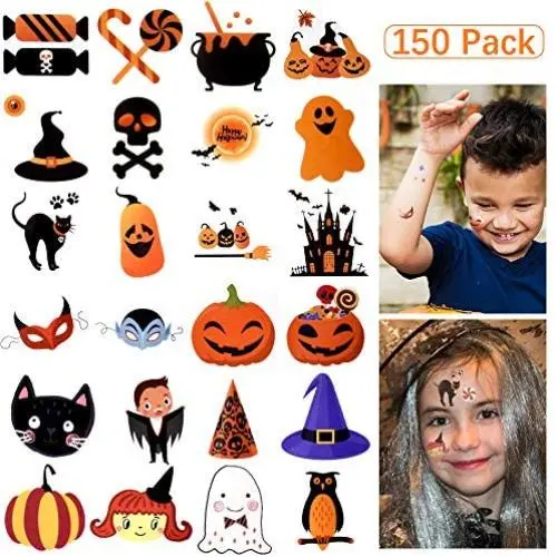 Temporary Tattoos Kids, 150 Assorted Halloween Tattoo Waterproof Cute Designs Stick on Children Tattoos, Pumpkin Tattoos Stickers for Kids Children Party Favors,150Patterns Temporary Tattoos Kids, 150 Assorted Halloween Tattoo Waterproof Cute Designs Stick on Children Tattoos, Pumpkin Tattoos Stickers for Kids Children Party Favors,150Patterns