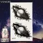 12 Pieces/Lot COKTAK Fake Waterproof Temporary Star Tattoo Stickers Astronaut Illustration Men Body Arm Art Women Black Tatoos Planets Geometric Universe Mountain Kids Tattoos Black Paste 10x6CM