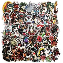 Honch Tattoo Stickers Pack 50 Pcs Suitcase Stickers Vinyl Decals for Laptop Bumper Helmet Ipad Car Luggage Water Bottle