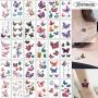 30 Sheets Butterfly Temporary Tattoos 3D Beautiful Butterfly Design Small Art Tattoo Stickers Sexy Waterproof Butterflies Fake Tattoo for Women Men Girls Kids Body Art Decorations Halloween Gift