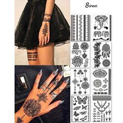 8 Sheets Temporary Tattoo Stickers Lace Sexy Body Waterproof Tattoo stickers Women Wedding Party