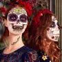 Day of the Dead Face Tattoos, 12 Sheets Halloween Sugar Skull Temporary Costume Makeup Tattoo kit, Floral Black Skeleton Web Red Roses Stickers Decor for Women Men Adult Kids Party Favor gift