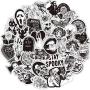 50PCS Gothic Retro Skull Black and White Thriller Horror Style Toy Sticker for Water Bottle Skateboard Luggage Trolley Laptop Doodle Cool Sticker (Gothic)