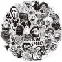 50PCS Gothic Retro Skull Black and White Thriller Horror Style Toy Sticker for Water Bottle Skateboard Luggage Trolley Laptop Doodle Cool Sticker (Gothic)