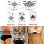 5 Sheets 13.8x24cm Sternum Chest Temporary Tattoo Big Body Art Sticker Jewelry Pendant