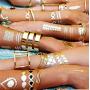 Metallic Temporary Tattoos - Over 100 Gold Silver Henna Sexy Body Tattoos for Women Teens Girls Glitter Shimmer Mandala Mehndi Designs Jewelry Tattoo Stickers (8 sheets Turquoise & Gold)