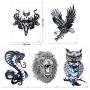 Temporary Tattoo for Guys for Man - Konsait Extra Fake Temporary Tattoo Black tattoo Body Stickers Arm Shoulder Chest & Back Make Up - Lion, Dead Skull,Koi Fish, Eagle Hawks Tribal Symbols