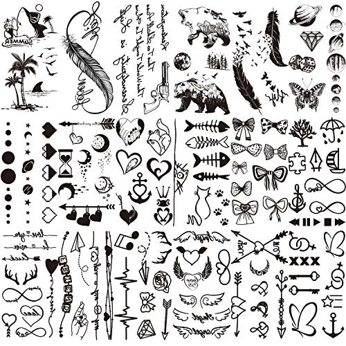18 Sheets Fake Black Tiny Temporary Tattoos Body Stickers Hand Neck Wrist Art Fashion 18 Sheets Fake Black Tiny Temporary Tattoos Body Stickers Hand Neck Wrist Art Fashion
