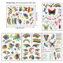 200+ Pieces Rainbow Temporary Tattoos, Konsait Butterfly/Flower/Heart/Rainbow Tattoos Waterproof Body Art Sticker for Girls Boys Birthday Party Favors Pride Equality Parades Celebrations