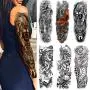 Leoars Extra Temporary Tattoo Black Tattoo Full Arm Sleeve Temporary Tattoo Stickers Body Atr for Man Women, 6-Sheet Leoars Extra Temporary Tattoo Black Tattoo Full Arm Sleeve Temporary Tattoo Stickers Body Atr for Man Women, 6-Sheet