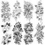 8 Sheets Large Petal 3D Flowers Temporary Tattoos Stickers for Women, Large Black Rose Flowers, Waterproof Fake Tattoos Body Art Arm Sketch Tattoo Stickers for Women, Girls