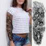 Kotbs 6 Sheets Full Arm Temporary Tattoo, Waterproof Extra Large Temporary Tattoos for Women Men Adults Black Skull Rose Body Art Tattoo Sticker Fake Tattoo