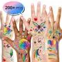 200+ Pieces Rainbow Temporary Tattoos, Konsait Butterfly/Flower/Heart/Rainbow Tattoos Waterproof Body Art Sticker for Girls Boys Birthday Party Favors Pride Equality Parades Celebrations