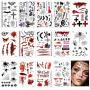 NiceGoods Halloween Scar Temporary Tattoos Realistic Blood Wound Spider Tattoo Sticker Waterproof Zombie Makeup Prank Props 14 Sheets