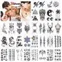 Konsait Temporary Tattoos for Adult Men Women Kids(30 Sheets), Waterproof Temporary Tattoo Fake Tattoos Body Art Sticker Hand Neck Wrist Cover Up Set, Dragon Anchor Scorpion Wolf Graphic Elk Konsait Temporary Tattoos for Adult Men Women Kids(30 Sheets), Waterproof Temporary Tattoo Fake Tattoos Body Art Sticker Hand Neck Wrist Cover Up Set, Dragon Anchor Scorpion Wolf Graphic Elk