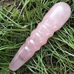 7 inches Rose Quartz Crystal Massage Wand Spiral Shape Yoni Pleasure Wand