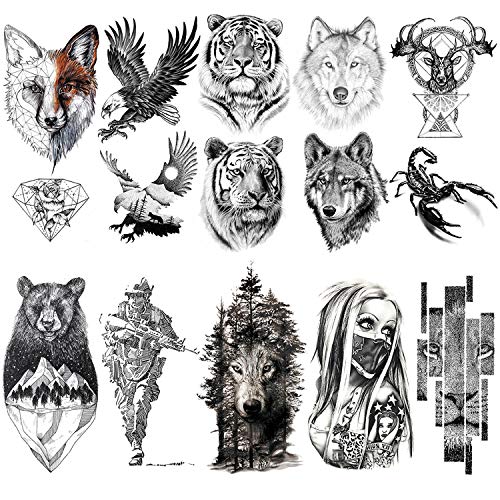 VANTATY 10 Sheets Realistic Tiger Temporary Tattoos Animals For Men Body Armband Soldier Fake Tatoo Stickers For Women Scorpion Wolf Deer Elk Eagle Bear Dot Adults Forearm Tattoos Girls Kids Teens. VANTATY 10 Sheets Realistic Tiger Temporary Tattoos Animals For Men Body Armband Soldier Fake Tatoo Stickers For Women Scorpion Wolf Deer Elk Eagle Bear Dot Adults Forearm Tattoos Girls Kids Teens.