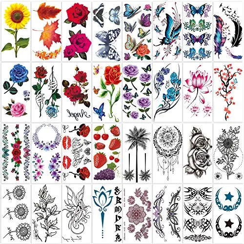 42 Sheets Temporary Tattoos for Men and Women,Fake Tattoo Body Art Sticker 42 Sheets Temporary Tattoos for Men and Women,Fake Tattoo Body Art Sticker