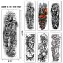 Leoars Extra Temporary Tattoo Black Tattoo Full Arm Sleeve Temporary Tattoo Stickers Body Atr for Man Women, 6-Sheet