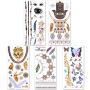 Lady Up Waterproof Metallic Temporary Tattoo 20 sheets in Gold Silver Tattoos,Shimmer Temporary Tattoos for Body Art