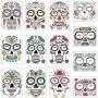COKOHAPPY Halloween Temporary Face Tattoos Makeup Kit (13 Pack), Day of the Dead Sugar Skull Floral Black Skeleton Web Red Roses Full Face Mask Stickers Tattoo Families Party Supplies COKOHAPPY Halloween Temporary Face Tattoos Makeup Kit (13 Pack), Day of the Dead Sugar Skull Floral Black Skeleton Web Red Roses Full Face Mask Stickers Tattoo Families Party Supplies