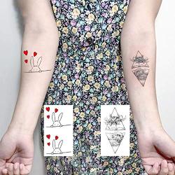 Ooopsiun 25 Sheets Waterproof Temporary Tattoos For Women Girls and Men, Black Temporary Tattoo Fake Tattoos Body Art Sticker Flower Whale Cat