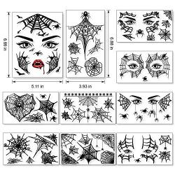 Konsait 65PCS Halloween Spider Face Tattoos Spider Web Spider Net Temporary Tattoos - Face Shoulder Arm Back Tattoos Stickers-Halloween Costume Apparel Cosplay Accessories Party Favor Supplies