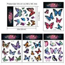 Konsait Kids Tattoos Butterfly Temporary Tattoos, Fake Tattoo Sticker for Girls Kids Women Childrens Birthday Party Bag Filler Gift Birthday Girls Party Favors, 16 Sheets