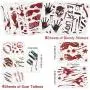 DUOFIRE Halloween Decorations Bloody Footprint Handprint Weapons Floor Window Wall Sticker and Wound Tattoos for Halloween Party Horror Decal 12 Sheets