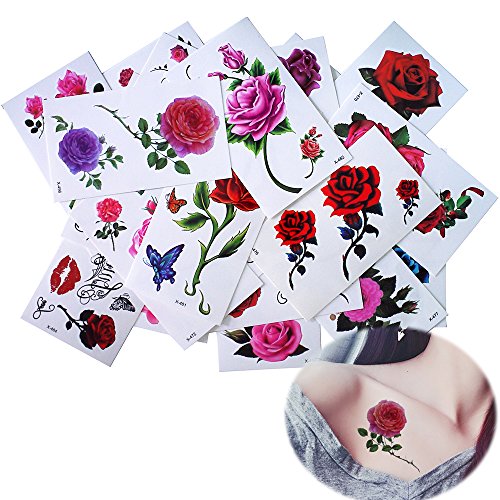 25 Sheets Tiny Beauty Flower Body Makeup Art Temporary Waterproof Tattoo Sticker for Women Men