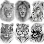 EGMBGM 6 Sheets Tribal Realistic Lion King Temporary Tattoo Stickers For Men Kids Cool Black Ink Tiger Drawing Waterproof Fake Tattoos For Women Body Art Real Large Tatoos Temporary Paper Set Animals