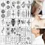 Temporary Tattoos Black Fake Tattoo Stickers Words Flowers Tree Owl Body Hand Neck Wrist Art Fashion Tattoos Removable Waterproofing 30 Sheets (color 4) Temporary Tattoos Black Fake Tattoo Stickers Words Flowers Tree Owl Body Hand Neck Wrist Art Fashion Tattoos Removable Waterproofing 30 Sheets (color 4)