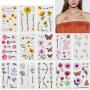 13 Sheets Daisy Sun Flower Tattoo, Butterfly Temporary Tattoo Sticker for Women Lady Girls, Body Art on Arm Shoulder Wrist Face Clavicle