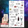 COKTAK 8 Pieces/Lot Small Sexy Lips Leaf Black Cartoon Temporary Tattoo For Kids Cute Star Children Tattoo Sticker Infinity Love Women Body Finger Art Waterproof Tatoos Girls Diamonds