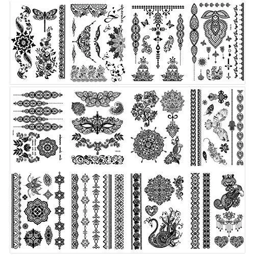 Temporary Tattoos Black Henna 100+ Designs, Realistic Temporary Tattoos for Women Teens Girls,Durable Waterproof Mandala Tattoo Temporary, Sexy Fake tattoo Sticker for Ladies Temporary Tattoos Black Henna 100+ Designs, Realistic Temporary Tattoos for Women Teens Girls,Durable Waterproof Mandala Tattoo Temporary, Sexy Fake tattoo Sticker for Ladies