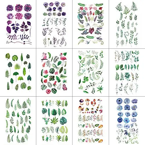 WYUEN 12 PCS/lot Flower Temporary Tattoo Sticker for Women Men Fake Tatoo Body Art Adult Waterproof Hand Stickers 9.8X6cm (FW12-14) WYUEN 12 PCS/lot Flower Temporary Tattoo Sticker for Women Men Fake Tatoo Body Art Adult Waterproof Hand Stickers 9.8X6cm (FW12-14)