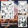 Halloween Post Temporary Tattoos Stickers, 5 Sheet Face Tattoos Set, Neck Hands Arm Tattoos Sticker, Fake Tattoos For Halloween Costume Accessories and Parties Halloween Post Temporary Tattoos Stickers, 5 Sheet Face Tattoos Set, Neck Hands Arm Tattoos Sticker, Fake Tattoos For Halloween Costume Accessories and Parties
