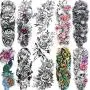 11 Sheets NEZAR Large Vine Peony Flower Rose Full Arm Temporary Tattoos For Women Realistic Skull Skeleton Fake Temporary Tattoo Sleeves Stickers Waterproof Leg Makeup Floral Blossom Tatoos Paper Eye 11 Sheets NEZAR Large Vine Peony Flower Rose Full Arm Temporary Tattoos For Women Realistic Skull Skeleton Fake Temporary Tattoo Sleeves Stickers Waterproof Leg Makeup Floral Blossom Tatoos Paper Eye