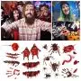 Halloween Temporary Tattoos - Innoo Tech Halloween Scar Tattoo, 30 Sheet Halloween Tattoo Stickers with Fake Bloody Scar Wound Injury Body Stickers Waterproof for Halloween Cosplay Party