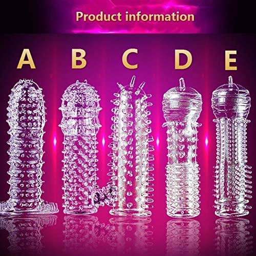 IEnkidu Reusable Condom Sheath Ribbed Stimulate Ejaculation Delay Penis Sleeve Sex Toys (5pcs)