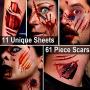 Zombie Makeup,Halloween Makeup,11 Unique Sheets,Fake Blood,Scar Tattoo,Halloween Tattoos Fake Blood Makeup Vampire Makeup, Enjoy Halloween Makeup Kit Zombie Tattoos,11 Sheets,61 Pics Fake Scars Cuts