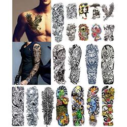 DaLin Extra Large Temporary Tattoos Full Arm and Half Arm Tattoo Sleeves for Men Women 20 Sheets